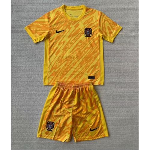 Stroje piłkarskie Portugalia Bramkarskie Koszulka Podstawowej dla dzieci ME 2024 Krótki Rękaw (+ szorty)